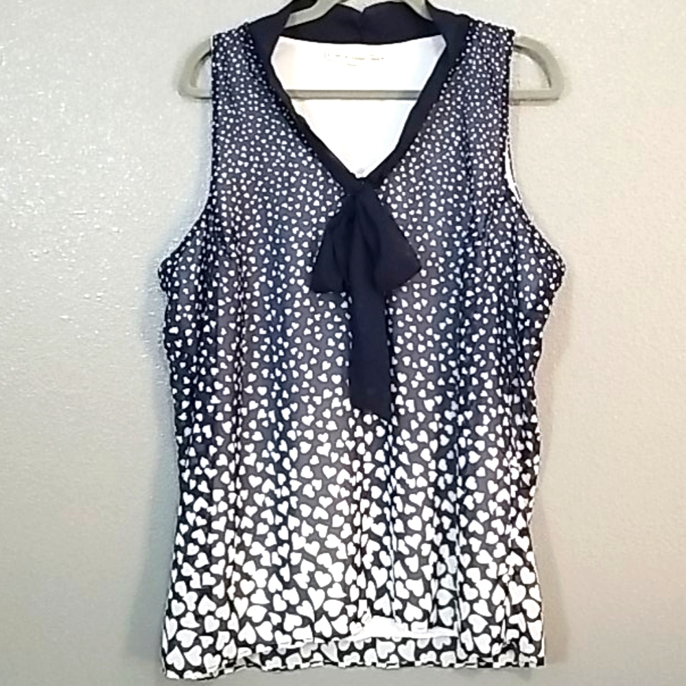 Women's Lined Tank in Navy w/White Hearts XL